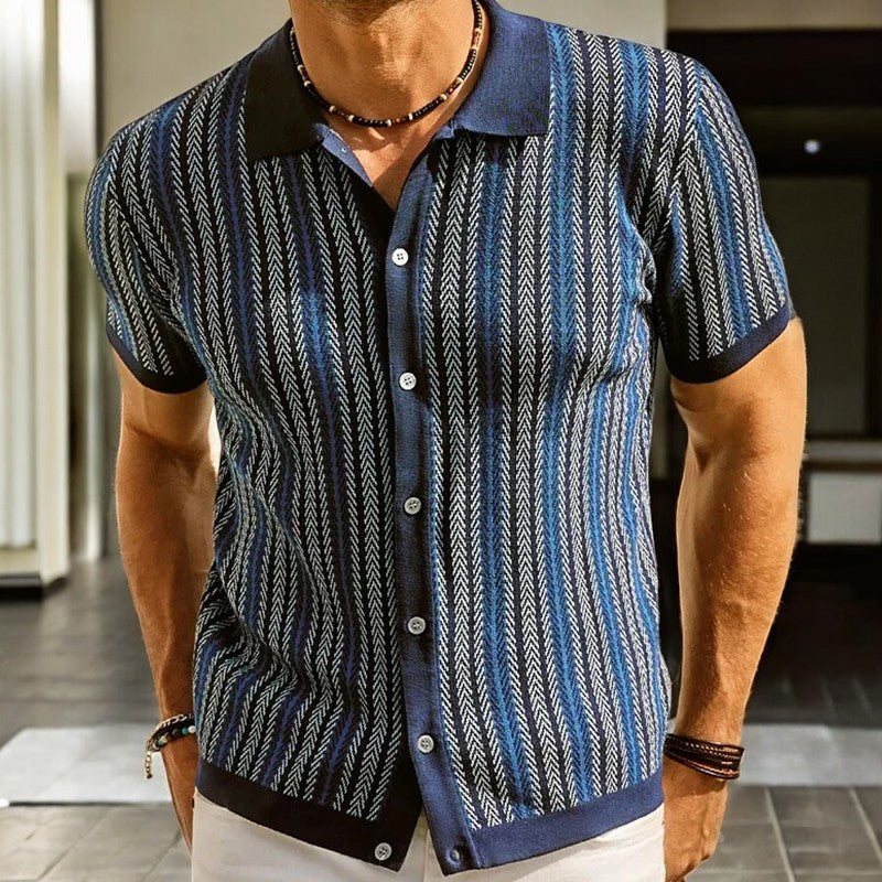 Polo de punto para hombre — algodón orgánico con botones — trabajo