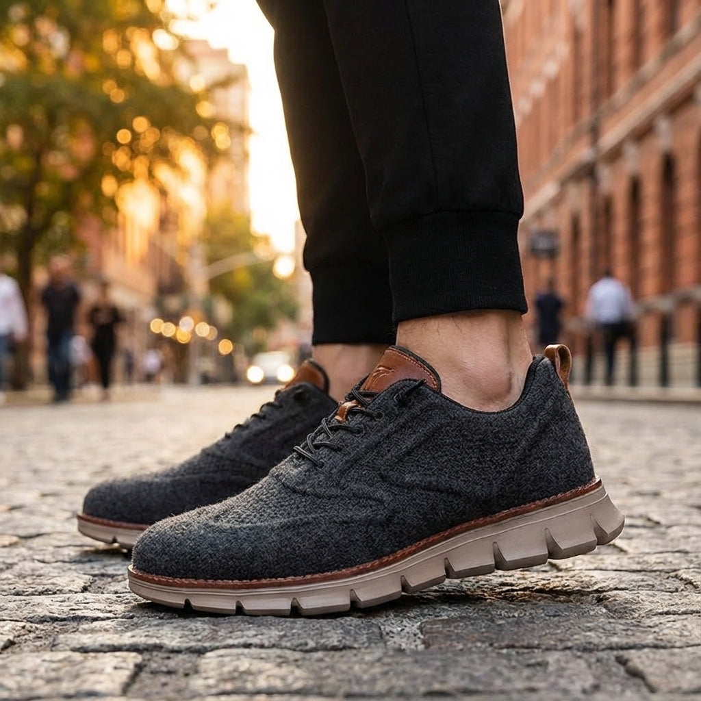 Zapatos Oxford de Cuero Sintético con Suela de Goma y Cierre de Cordones para Hombre