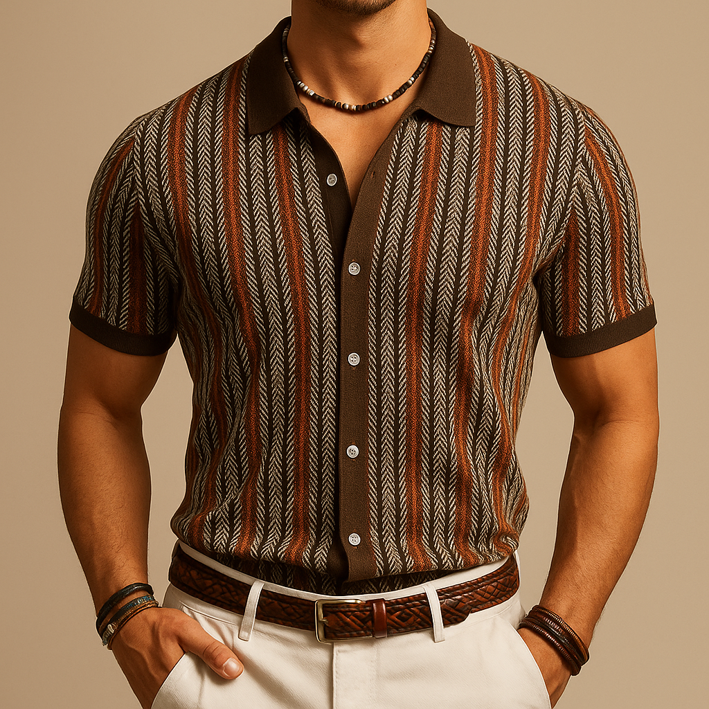 Polo de punto para hombre — algodón orgánico con botones — trabajo
