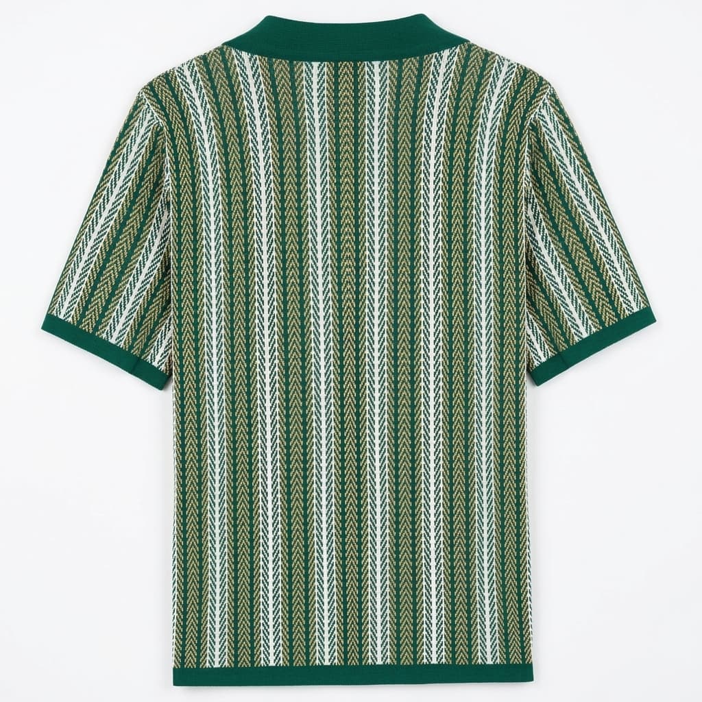 Polo de punto hombre — rayas verticales — estilo casual vacaciones