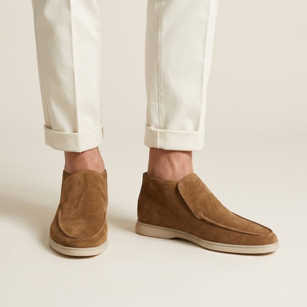 Mocasines de ante hombre — zapatos slip-on ligeros — estilo casual diario