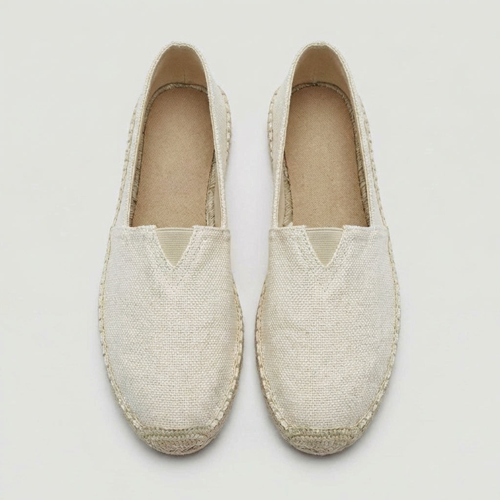 Alpargatas de lino hombre — mocasines ligeros — vacaciones playa