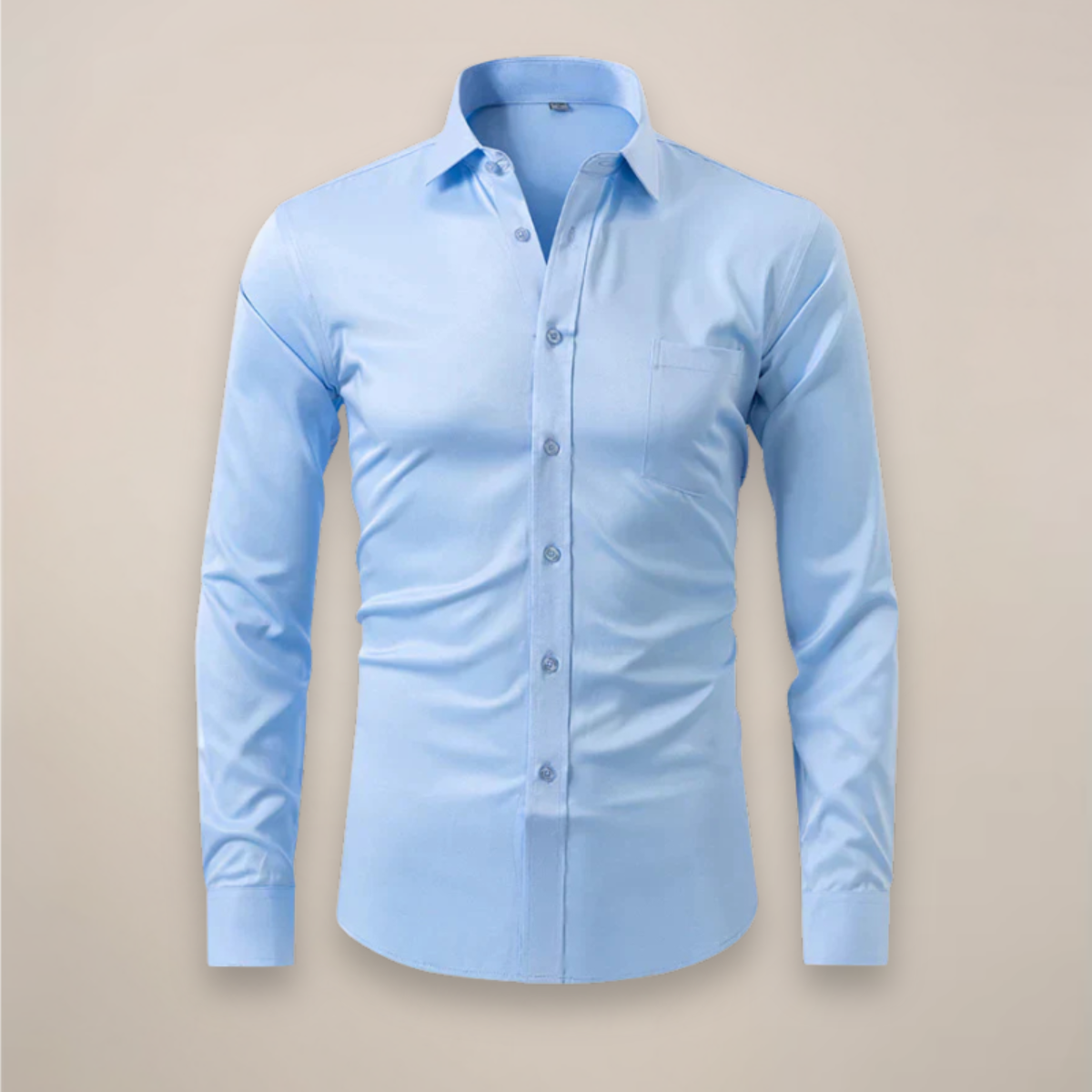 Camisa de manga larga para hombre — corte estructurado sin arrugas — formal